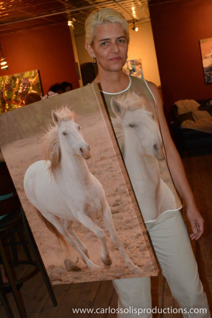 White Mare Approaches#1 CloseUp Muted - Photography on Canvas - 20 x 30"